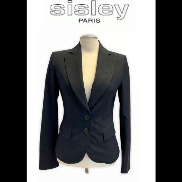 SISLEY black pinstripe blazer size 44 - Picture 8 of 8